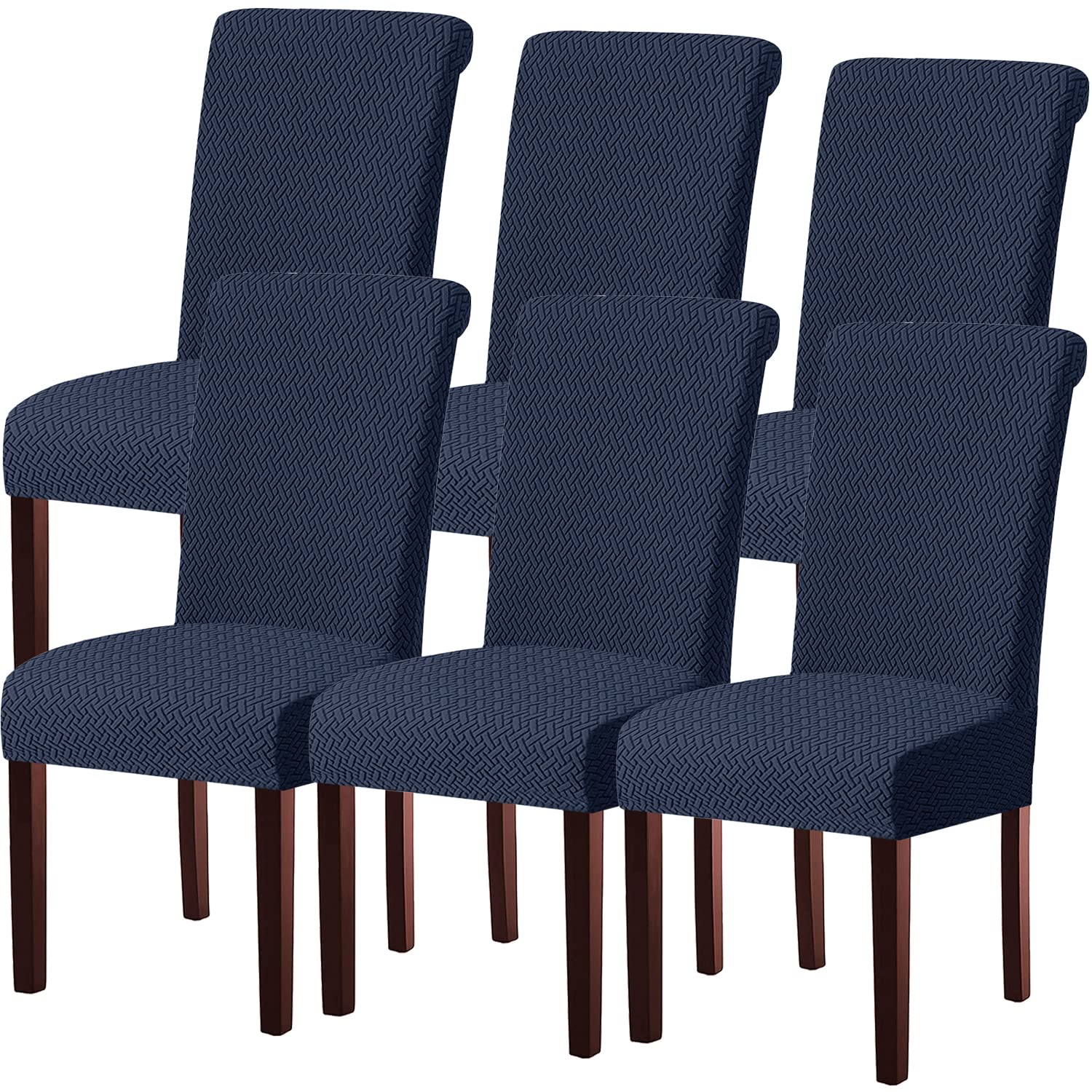 KELUINA Dining Chair Covers, Stretch Chair Covers Dining Chair Slipcovers Removable Washable Reusable Home & Kitchen Decor Protector Dining Room Chair Covers(Navy,6 Pcs)