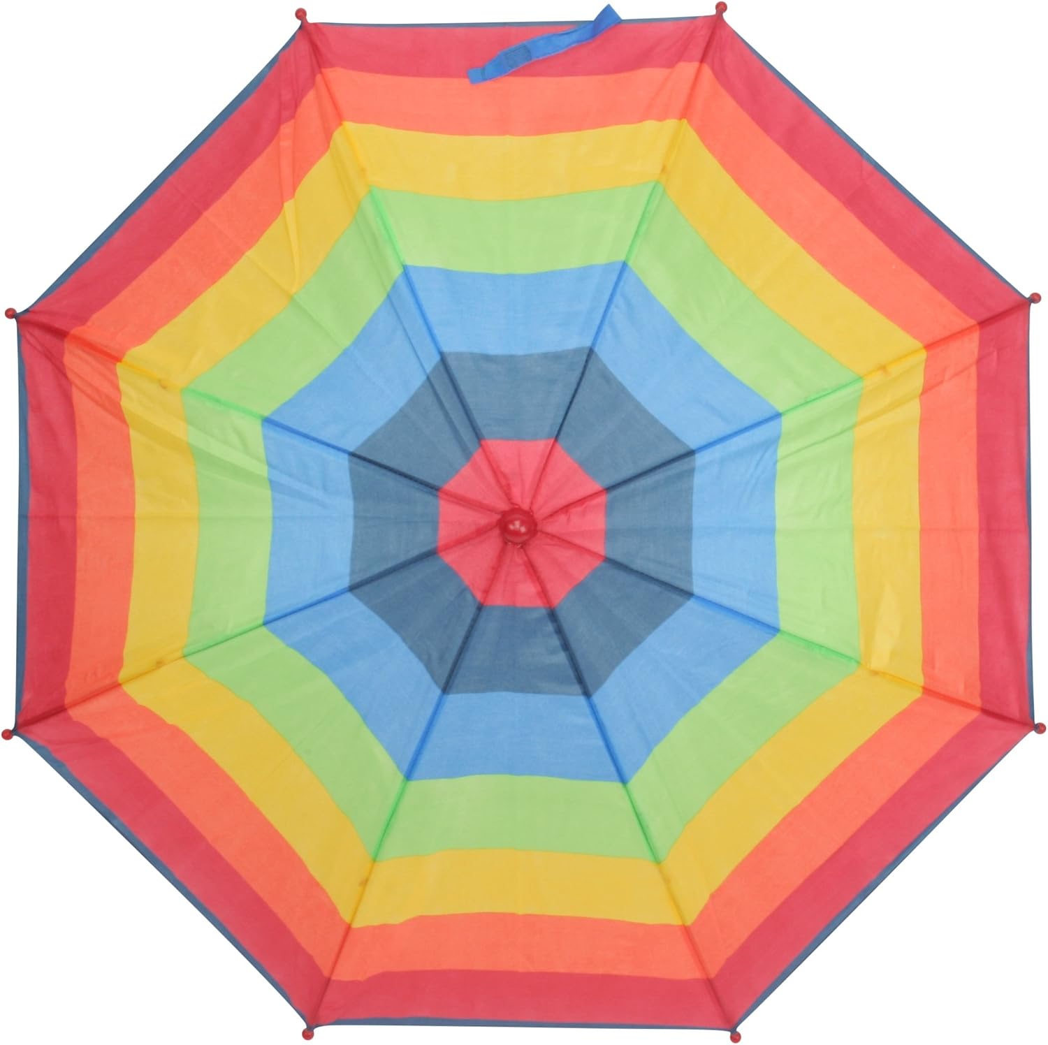 Drizzles Childrens Multi Striped Umbrella with Crook Handle Red - Image 3