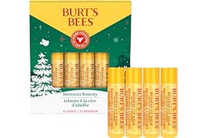 Burt’s Bees Christmas Gifts, 4 Lip Balm Stocking Stuffers Products, Beeswax Bounty Classic Set – Original Beeswax Moisturizing Lip Balm (4-Pack)