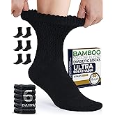 Pembrook Diabetic Socks for Women - 6 Pairs Cable Knit Viscose Bamboo Socks Woman, Non-Binding Top, Moisture-Wicking