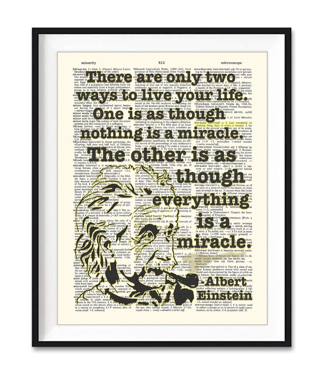 Amazon.com: Everything Is A Miracle, Albert Einstein Quote Art Print