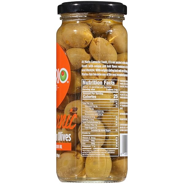 MARIO CAMACHO FOODS GREEK ORGANIC GREEN OLIVES PITTED WITH TOUCH OF OLIVE OIL, 6.0 OUNCE (PACK OF 6)