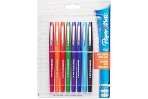 Paper Mate Flair Point Guard Marker Porous, Nylon Tip Pen Medium, 8-Carded, Assorted Inks (74740PP)