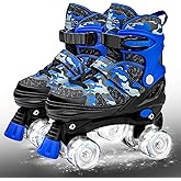 Kuxuan Skates Boys and Girls Camo Adjustable Roller Skates with Light up Wheels, Fun Illuminating Rollerskate for Kids Girls Youth