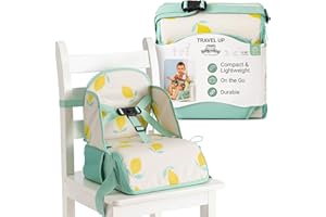 BabyToLove Travel Up Baby Booster Seat and Storage | Lightweight On The Go and Easy to Carry | Happy Lemon