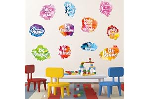 Zonon 6 Pieces Classroom Colorful Inspirational Wall Decal Watercolor Inspirational Quote Sticker Motivational Lettering Sticker for Home Wall Bedroom Bathroom Kitchen Playroom Kids Decor