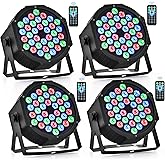 CO-Z 36 LED Stage Lights, 4 Pack Par Lights with Remote Control, DMX Controller Compatible, DJ Lights for Party Event Wedding