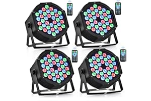 CO-Z 36 LED Stage Lights, RGB Par Lights with Remote Control, DMX Controller Compatible, DJ Lights Stage Lighting Indoor for Christmas Halloween Party, 4 Pack