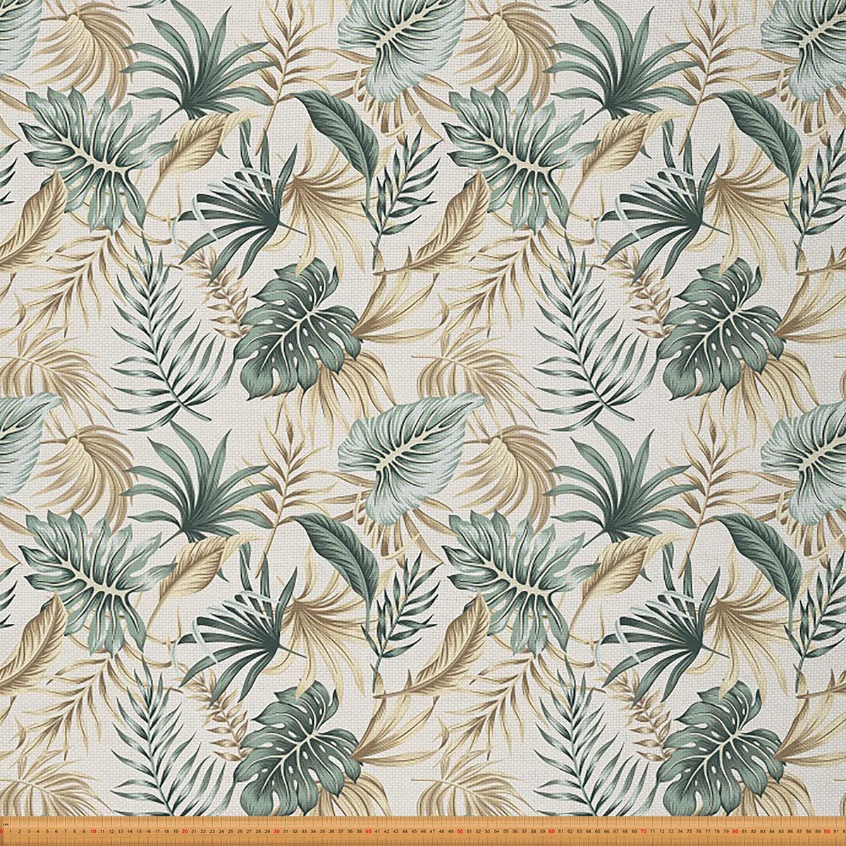 Palm Leaf Fabric for Chairs,Tropical Palm Banana Leaves Fabric by The Yard,Summer Beach Plants Fabric for and Home DIY Projects,5 Yards,(L460*W150cm) Green Beige