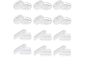 Queekay 24 Pcs Carpet Protector Spiked Plastic Caster Cups Round and Square Comfortable Touch Caster Cup Spiked Furniture Protector for Sofas, Tables, Chairs Offices Bookcases Other