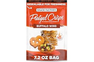 Snack Factory Buffalo Wing Pretzel Crisps, Non-GMO, 7.2 OZ Resealable Bag