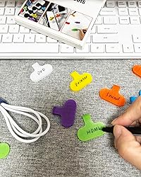 32 Pcs Cable Labels, Multi-Color Write On Cord
