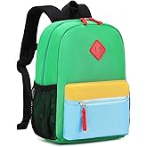 PIG PIG GIRL Kids Backpack, 16'' Lightweight School Backpack for Boys Girls,Casual Bookbag for Primary Elementary Middle School,Age 5-14,Green and Blue,Large Size