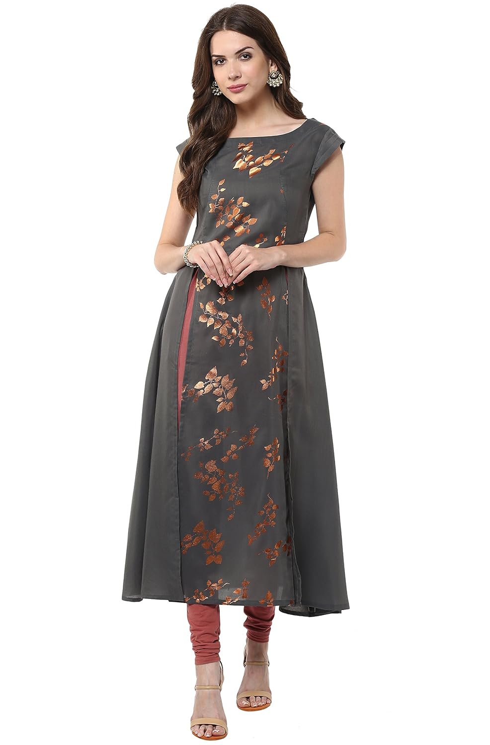 janasya women's polyester crepe anarkali kurta