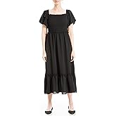 Max Studio Womens Flutter Sleeve Smocked Midi Dress