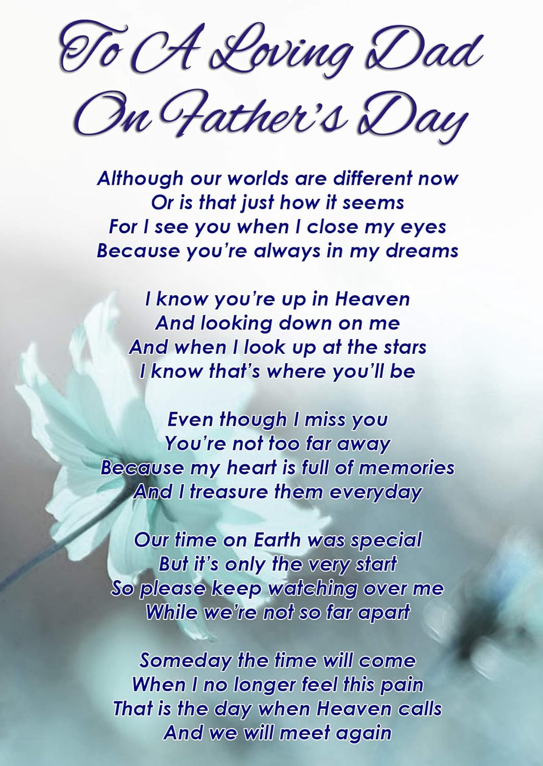 To A Loving Dad On Father S Day Memorial Graveside Funeral Poem Keepsake Card Includes Free Ground Stake F338 Amazon Co Uk Office Products