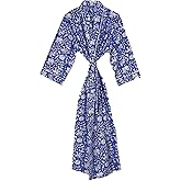 Cotton Hand Block Print Kimono Robes for Women, Long Length Floral Print Nightgown, Bikani cover- up cotton kimono