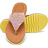 Qzize Women's Flip Flops with Arch Support - Yoga Mat Cushion Orthotic Thong Sandals for Plantar Fasciitis, Beach Walking Outdoor