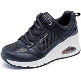 Skechers Womens Uno Wedge - Everything Nice | Casual sneaker, Air-Cooled Memory Foam, Skech-Air Visible Cushioned Midsole, Fashion Wedge, 1-inch heel height