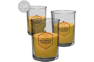 Pure Beeswax Votive Candles, 3 Pack – Yellow Unscented Decorative Candle for Party Centerpieces, Home Decor and Dinner Partie