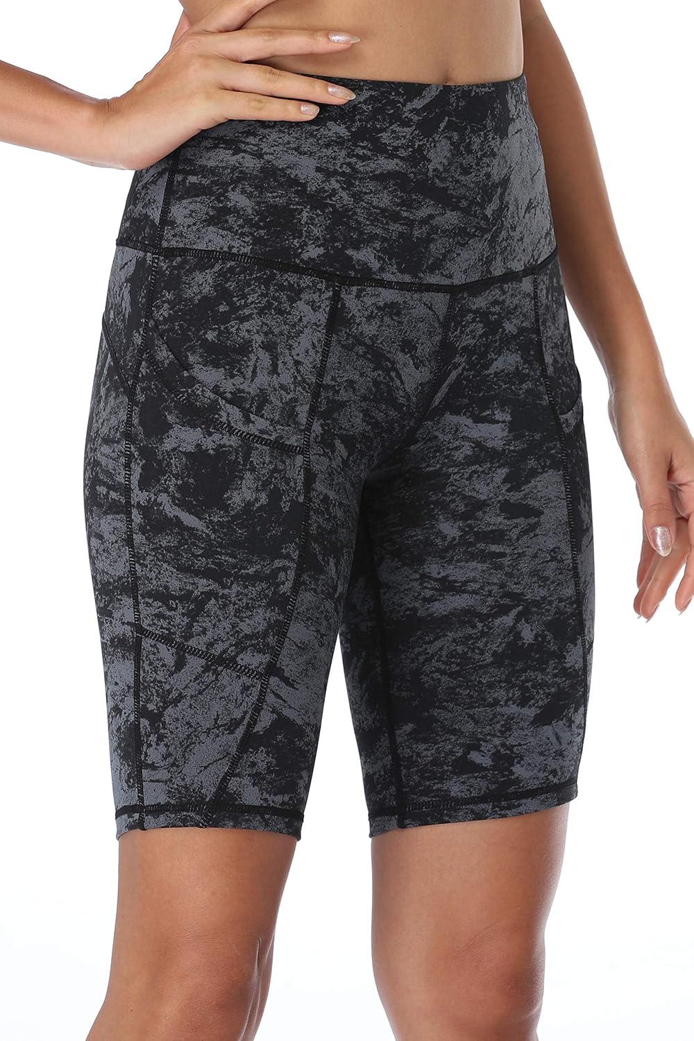 Oalka Women's Short Yoga Side Pockets High Waist Workout Running Shorts: Clothing