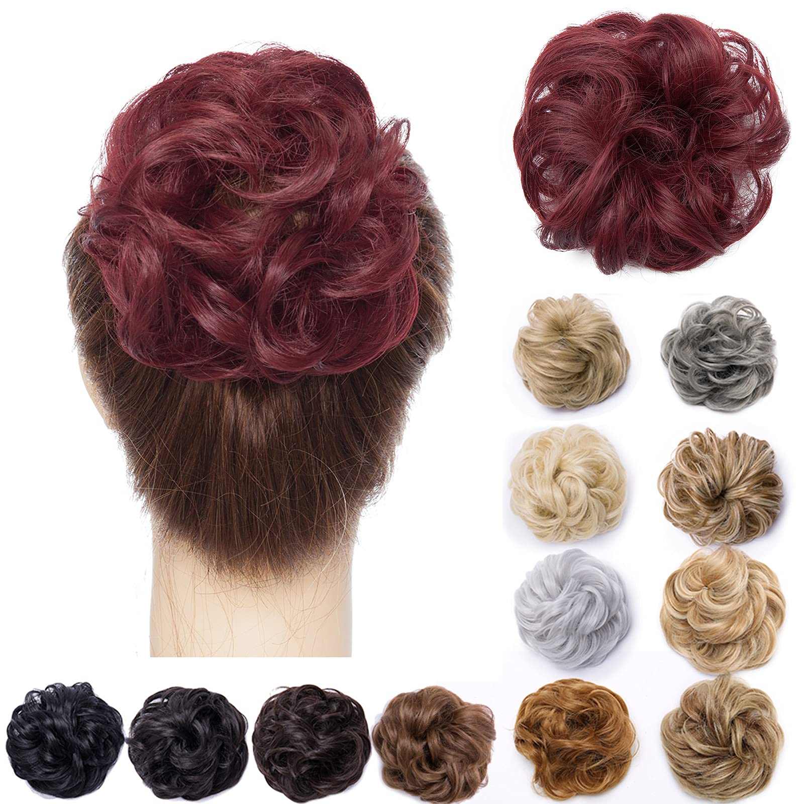 Silk-co Blond Hair Tie - Scrunchie & Messy Bun Donut for Short Hair Ups & Pirntables