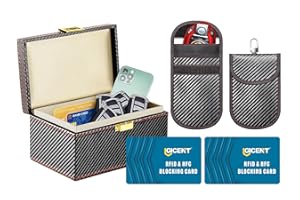 GICENT Anti Theft Large Size Faraday Box with 2 Pouches for Car Key Fob and 2 Pack RFID Blocking Cards, Keyless Entry Car Key Safe Protector RFID Key Fob Signal Blocker Faraday Bag Case Faraday Cage