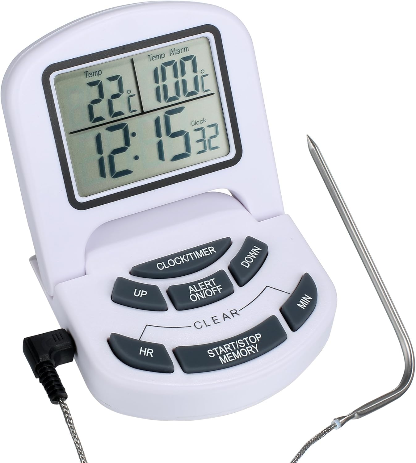 Bratenthermometer Digital | Sofortanzeige LCD | 13,5cm Sonde Für Fleisch & Grill