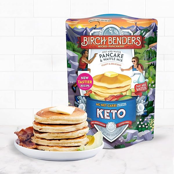 KETO PANCAKE & WAFFLE MIX BY BIRCH BENDERS, HIGH PROTEIN, GLUTEN-FREE, MADE WITH ALMOND, JUST ADD WATER, 30 OZ (PACK OF 1)