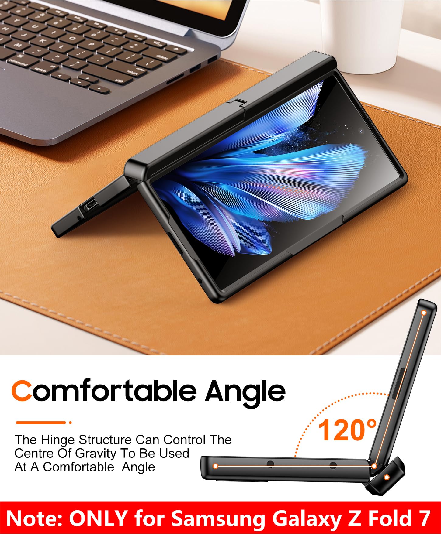 SPIDERCASE Samsung Galaxy Z Fold 7 Case with Built-in Screen Protector | Hinge Protection | Kickstand | Full Body Protective | For Galaxy Z Fold 7 (2025) | Black