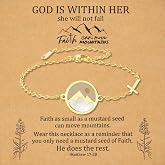 Sphers Gold Move Mountains Christian Mustard Seed Cross Bracelet for Women | Gold Faith Cross Bracelet Baptism Confirmation Catholic Easter Gifts