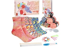 Katech Knitting Kit for Beginners Adults, 6 Pcs Socks Yarn for Knitting Kit W/Step-by-Step Instruction and Knitting Needles, Knitting Starter Kit for Beginners to Learn-to-Knit Craft Socks Gift