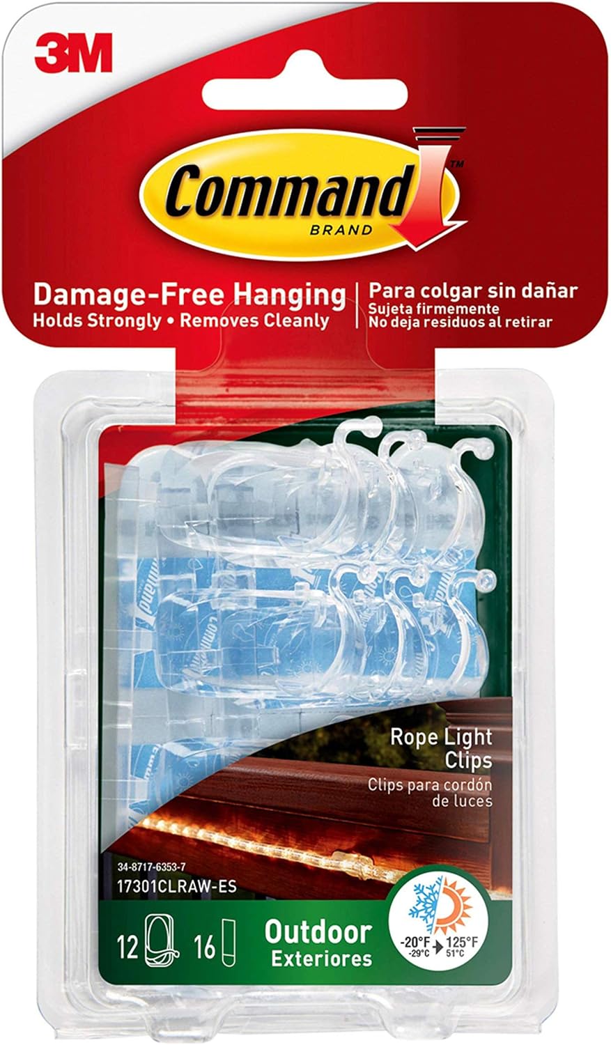 Command Outdoor Rope Light Clips, Clear (17301CLRAW-ES) - - 