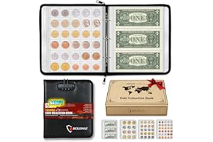 ROLOWAY Coin Collection Book 6400℉ Heat Insulated, 346 Pockets Fireproof Coin Book Holder and 36 Paper Currency Album with Aluminum Foil Layer, Money Saving Coin Collector Book with Lock (Black)