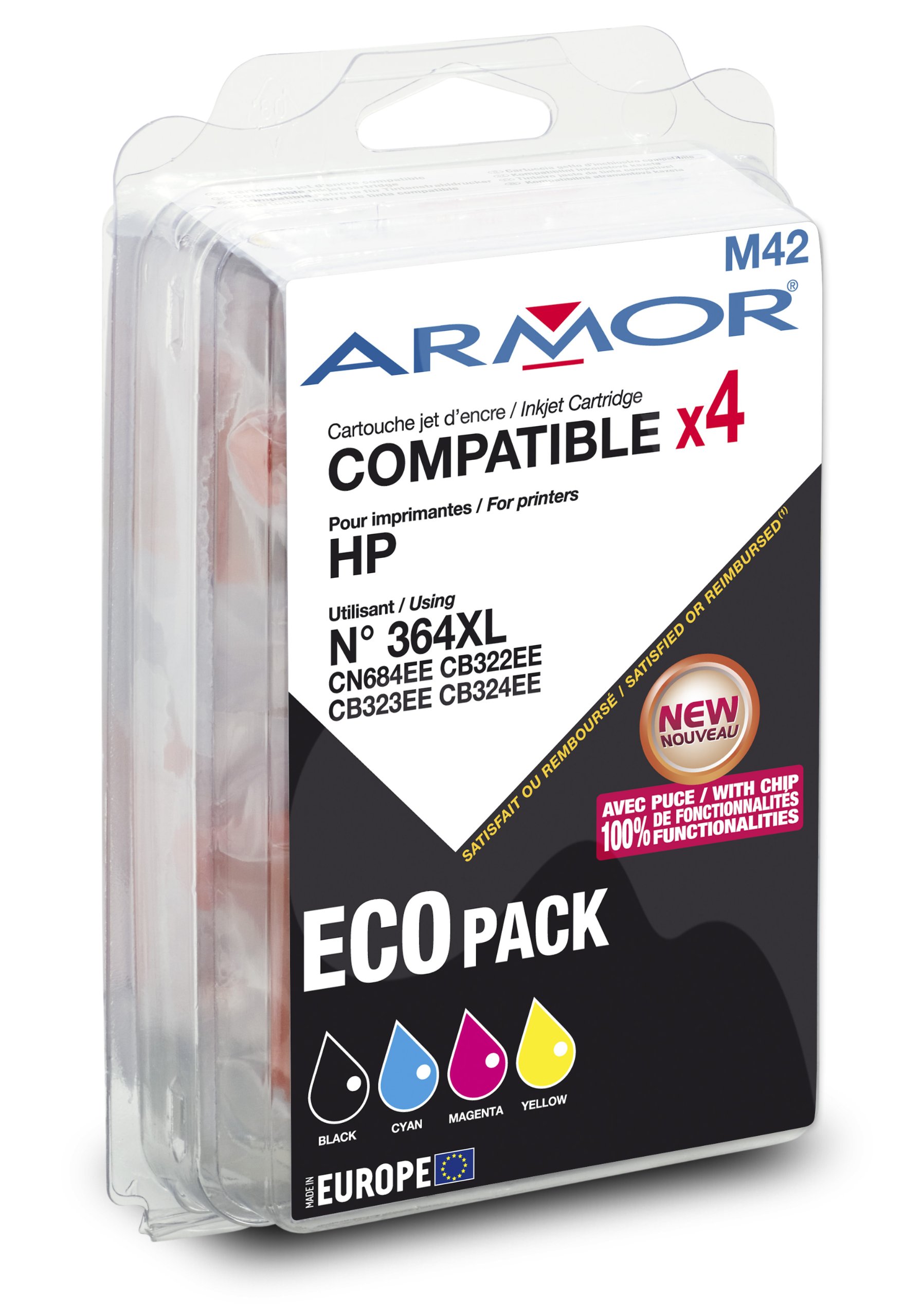 Armor Multipack remanufactured for Printers Using HP 364XL 1B,1C,1M,1Y