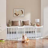 Yaheetech Wooden Dog Gate Indoor 4 Panels 61 cm H x 202 cm L White view 2