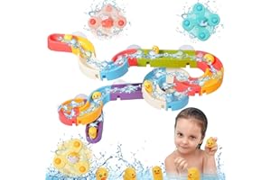 Bosizhang Bath Toys for Toddlers（37PCS） Duck Water Slide Toy Track with 3 Rotating Suction Cups Toys,Bathtub Toy for Toddlers 4-8 Years,Toddler Baby Bath Toys, DIY Set Shower Toys Gift for Children