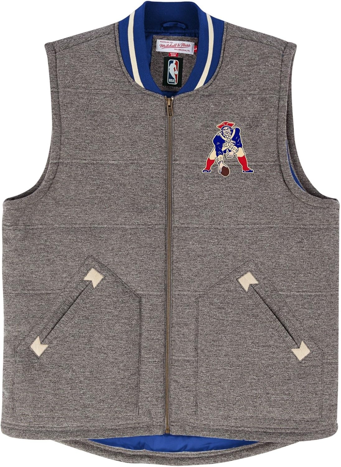 Amazon Com Mitchell Ness New England Patriots Nfl Victory Premium Throwback Vest Jacket Clothing