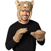 Furry Hampster Head Laplander Hat with Pair of Paws, One Size Adult, Tan