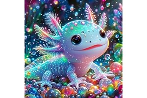 MOMDEDP Axolotl Diamond Art Kits for Adults,Axolotl Diamond Painting Kits,5D Full Drill Diamond Dots Paintings,Round Diamond 