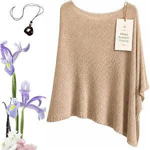 Fleece Summer Poncho for Women, Womens Fleece Summer Poncho Tops for Outdoor Travel Beach