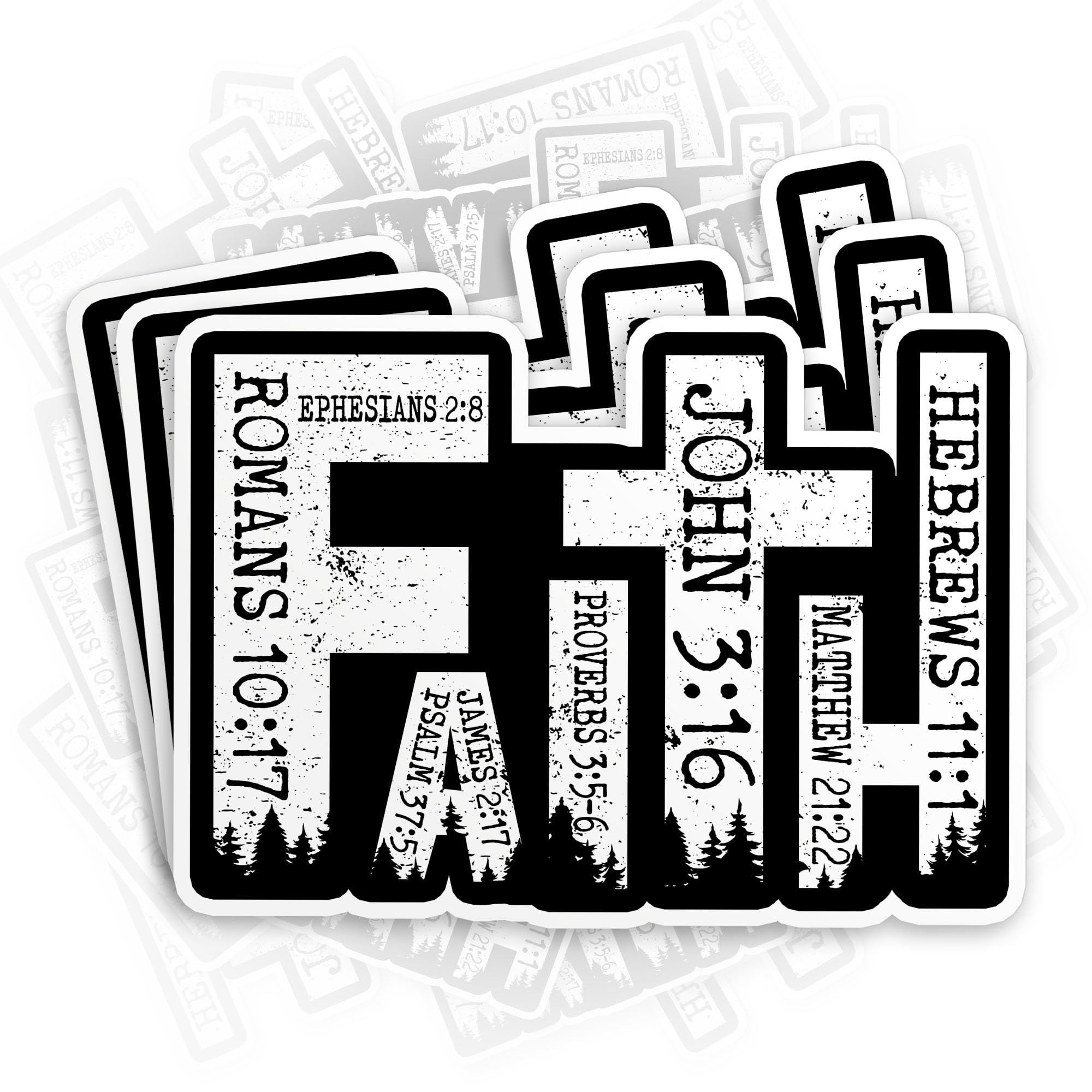 Photo 1 of (3Pcs) Faith Cross Christian Sticker - Inspirational Religious Quotes Faith Bible Verse Waterproof Die-Cut Vinyl Sticker for Kindle Laptop Water Bottle Hard Hat Faith Decal Gifts for Her Him 2 Inches