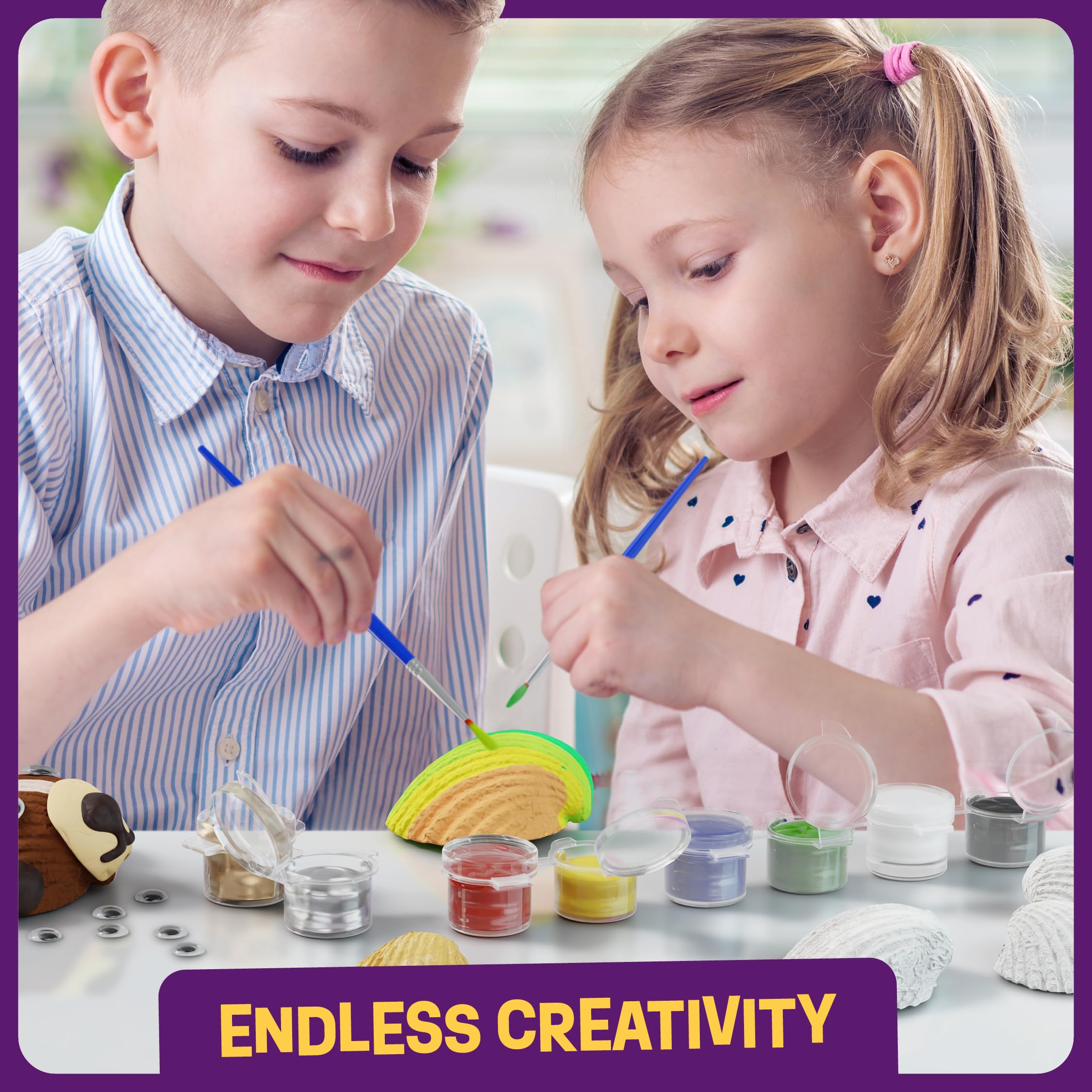 Dan&Darci Kids Sea Shell Painting Kit - Arts & Crafts Gifts for Boys and Girls - Craft Activities Kits - Creative Art Activity Gift Toys for Age 6, 7, 8, 9, 10, 11 & 12 Year Old 8-12