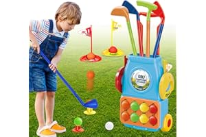 Mililier Toddler Golf Set,Kids Golf Set with 10 Golf Balls,4 Toddler Golf Clubs and 2 Practice Holes,Indoor Outdoor Sports Golf Toy for Toddlers Age 3 4 5 Years Old Birthday