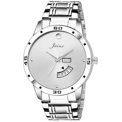 Jainx Silver Day and Date Analog Watch for Men & Boys - JM312