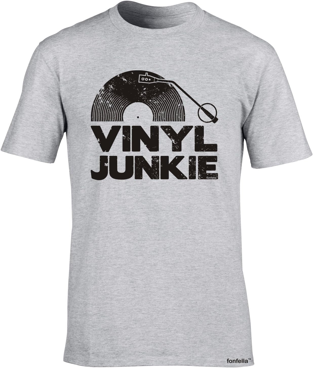 Funny Novelty - Vinyl Junkie T Shirt (Distressed Style Print) Men's Tee T-Shirt Tshirt