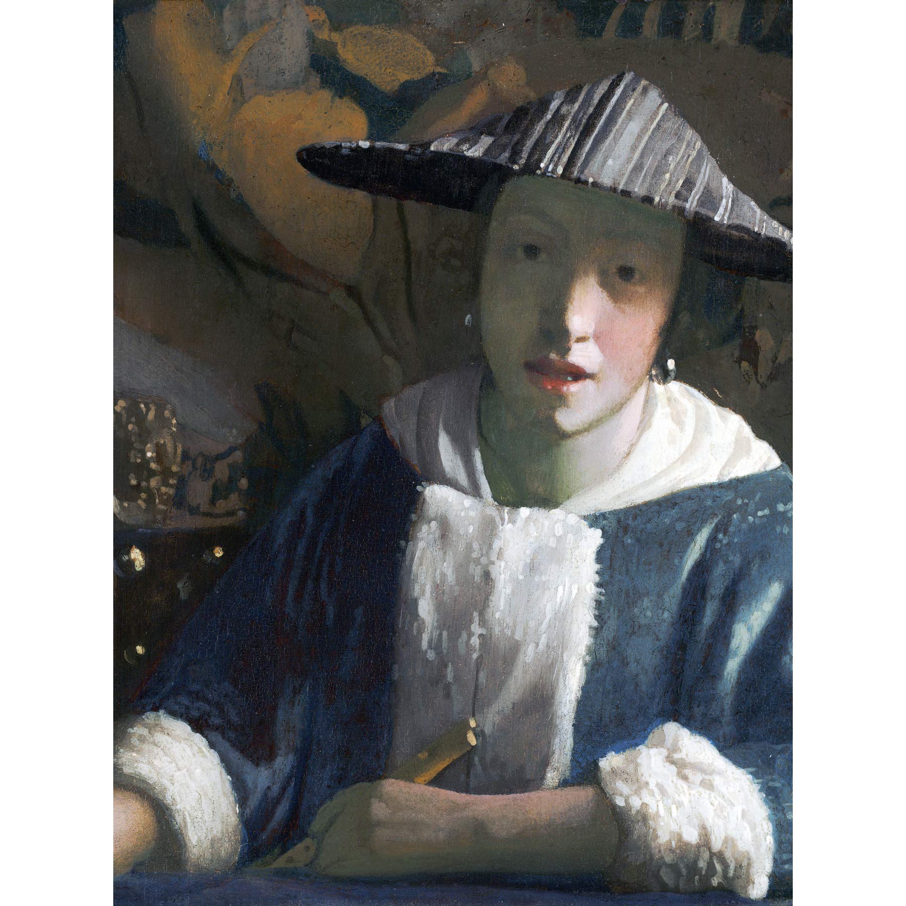 Artery8 Jan Vermeer Girl With A Flute Portrait Painting Large Wall Art Poster Print Thick Paper 18X24 Inch