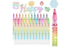 CELEPEN Glitter Markers Outline Glitter Pens, Tween Teen Girl Gifts Trendy Stuff, 24pcs Shimmer Metallic Outline Markers, Art Supplies Crafts Gifts for 4-12 Year Old Girls 6-8 9-12 10-12,Cute Cool Fun Crafts