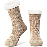 The Metluks Women's Knit Slipper Socks with Non-slip Grippers, Warm Fuzzy Fluffy Sherpa Lined, Cozy Christmas Gifts