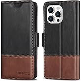 KEZiHOME for iPhone 15 Pro Max Case, Genuine Leather [RFID Blocking] Card Slot Magnetic Stand Phone Cover Wallet Case Compatible with iPhone 15 Pro Max 5G